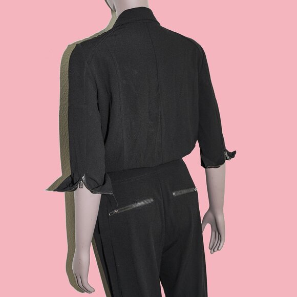 Guess Black Collared Jumpsuit Womens Outerwear Size Small Casual‎ Chic Romper - Picture 4 of 6